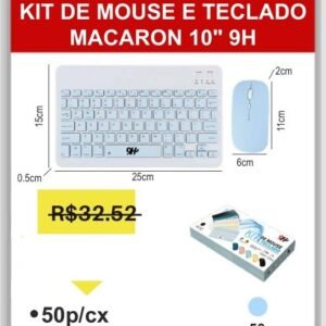 A6732-AZUL Kit de Mouse e Teclado Macaron 9H