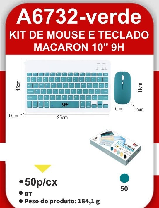 A6732-VERDE Kit de Mouse e Teclado Macaron
