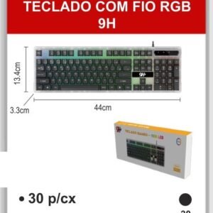 A9443-PT-B Teclado com Fio RGB 9H
