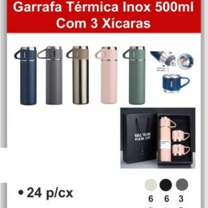A5865 Garrafa Térmica Inox 500ML com 3 Xícaras