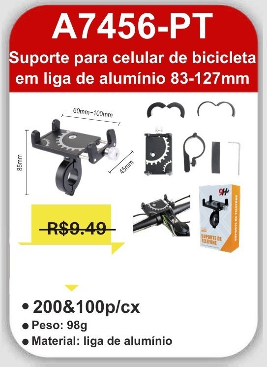 A7456-PT Suporte para Lular de Bicicleta