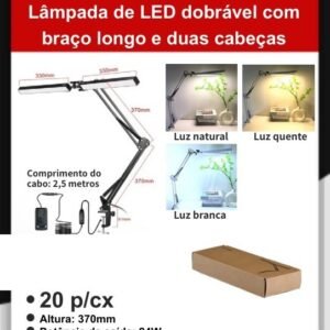 A4010 Lâmpada de LED Dobrável com Braço Longo e Duas Cabeças