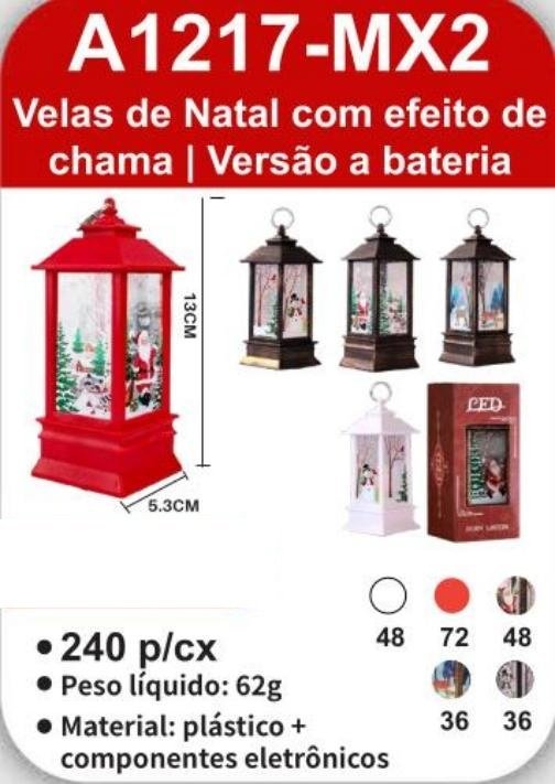 A1217-MX2 Velas de Natal com Efeito de Chama | Versão a Bateria