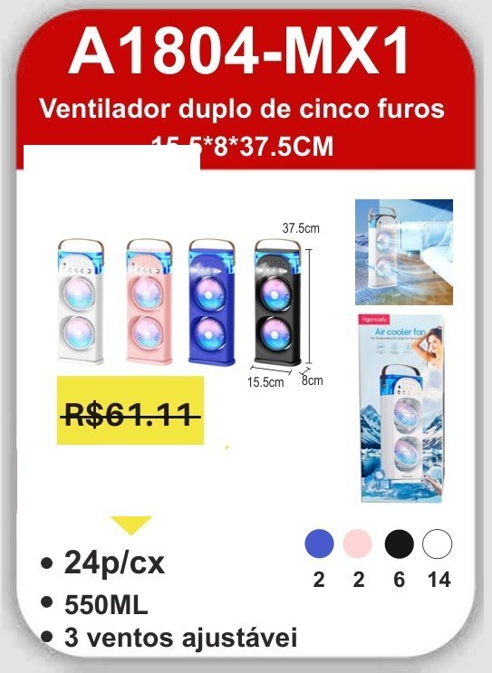 A1804-MX1 Ventilador Duplo de Cinco Furos
