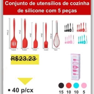 A7722 Conjunto de Utensíl de Cozinha de Silicone com 5 Peças
