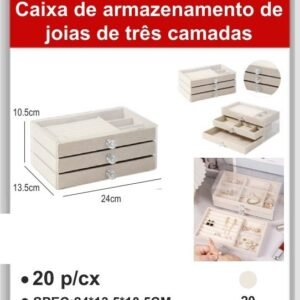 A9429-CR Caixa de Armazenamento de Joias de Três Camadas