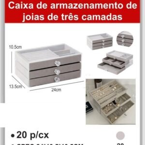 A9429-CZ Caixa de Armazenamento de Joias de Três Camadas
