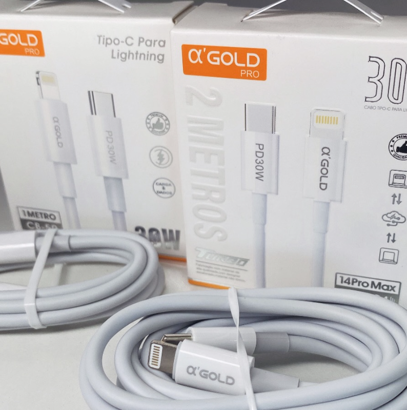 Cabo carregador Tipo C/lightning 30W