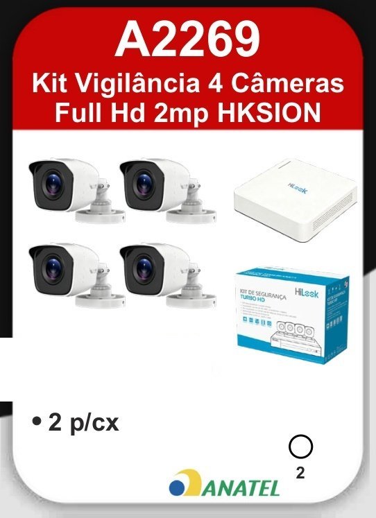 A2269 Kit Vigilância 4 Câmeras Full HD 2MP Hksion