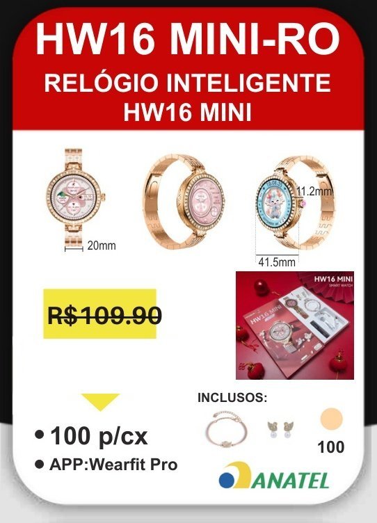 HW16 MINI-RO Relógio Inteligente
