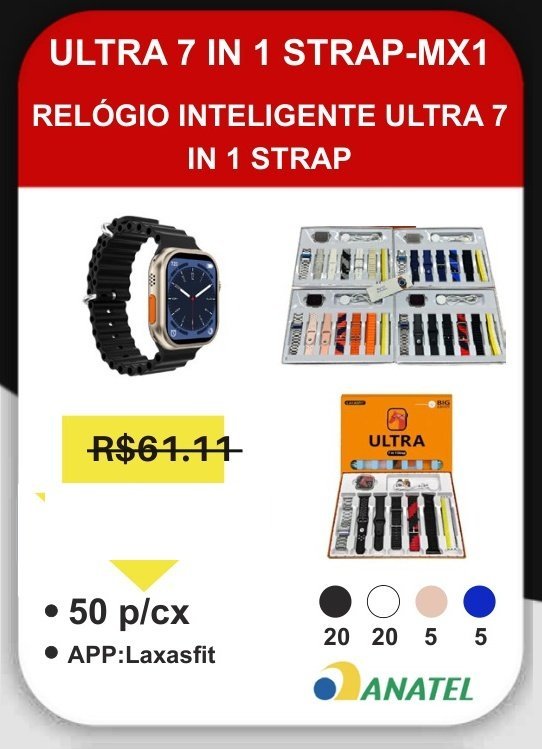 Ultra 7 In 1 STRAP-MX1 Relógio Inteligente