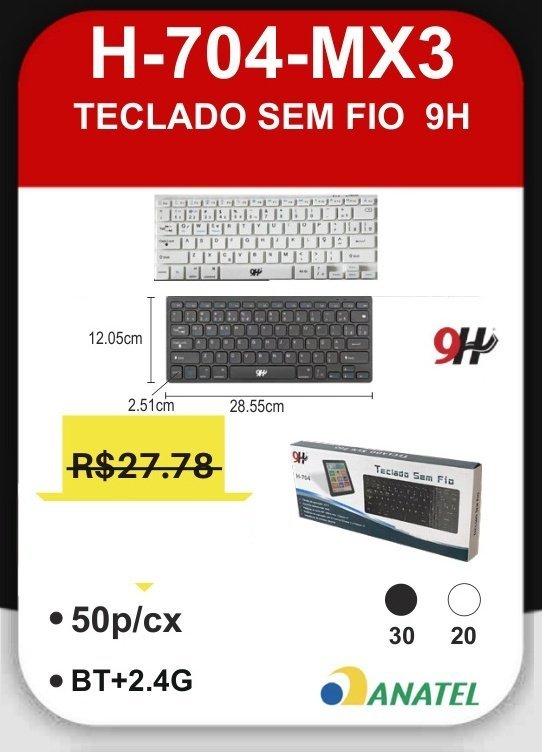 H-704-MX3 Teclado Sem Fio
