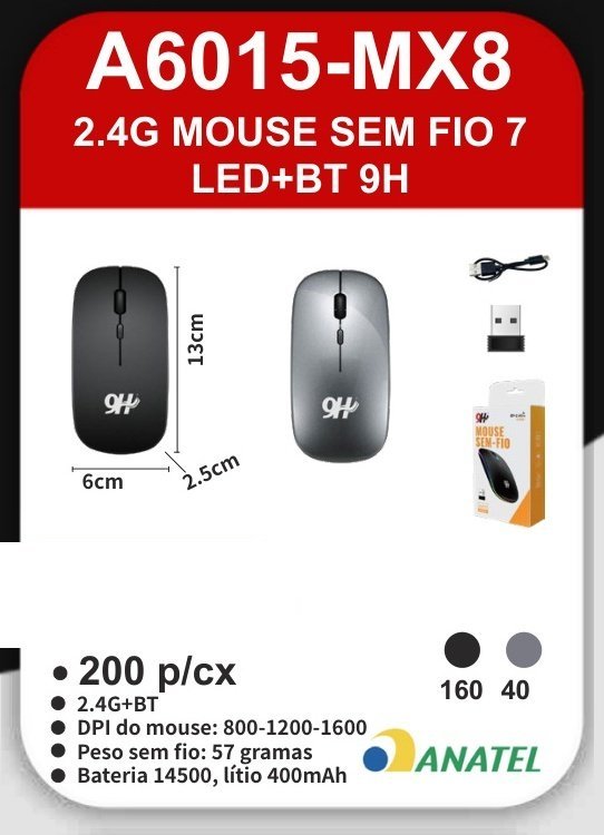 A6015-MX8 Mouse Sem Fio 7 LED