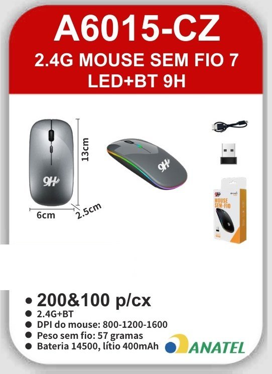A6015-CZ Mouse Sem Fio 7 LED