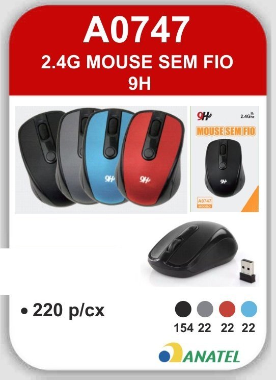 A0747 2.4G Mouse Sem Fio 9H