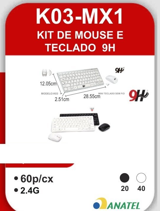 K03-MX1 Kit de Mouse e Teclado 9H