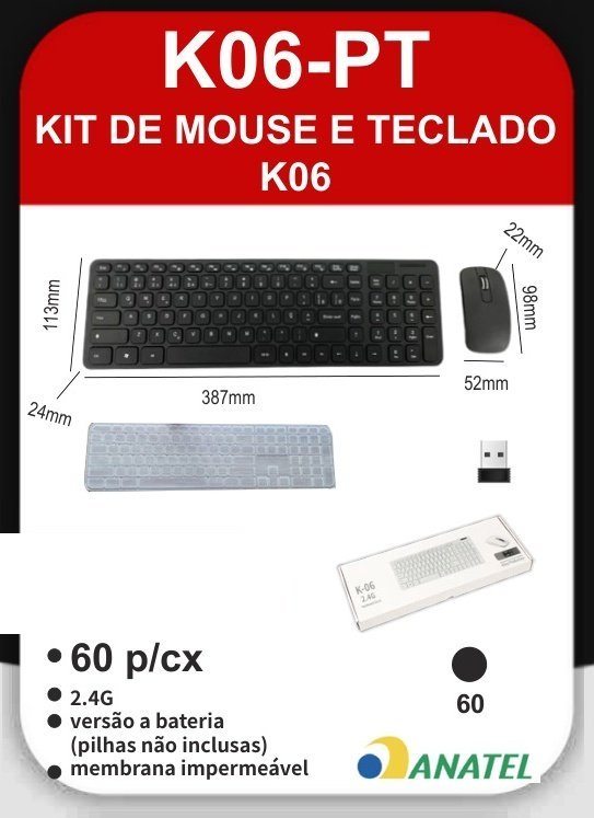 K06-PT Kit de Mouse e Teclado