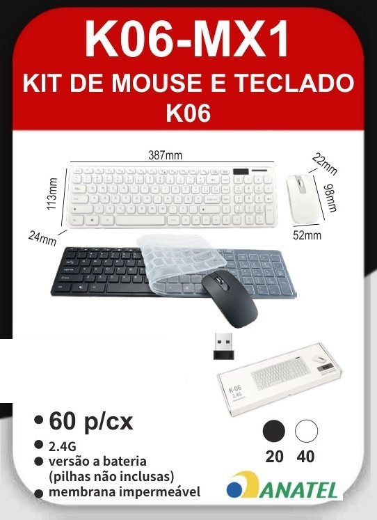 K06-MX1 Kit de Mouse e Teclado K06
