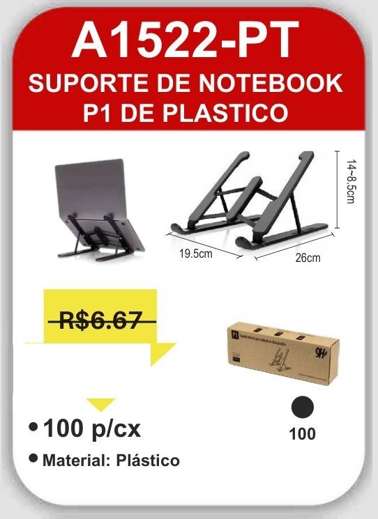 A1522-PT Suporte de Notebook P1 de Plastico