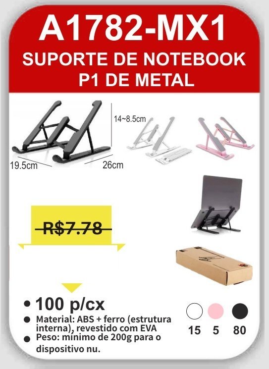 A1782-MX1 Suporte de Notebook P1 de Metal