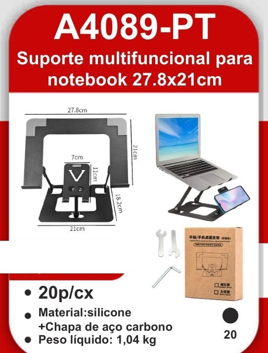A4089-PT Suporte Multifuncional para Notebook