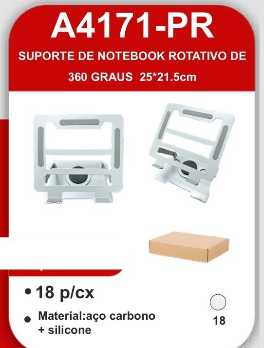 A4171-PR Suporte de Notebook Rotativo de 360 Graus