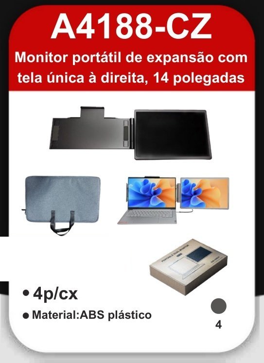 A4188-CZ Monitor Portátil de Expansão com Tela Única À Direita