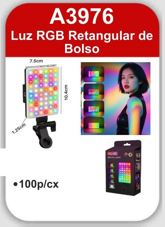A3976 Luz RGB Retangular de Bolso