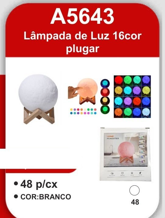 A5643 Lâmpada de Luz 16COR Plugar