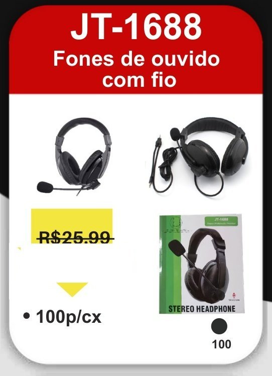 JT-1688 Fones de Ouvido com Fio