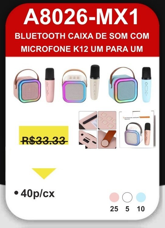 A8026-MX1 Caixa de Som com Microfone K12 Um para Um