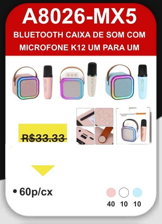 A8026-MX5 Caixa de Som com Microfone K12 Um para Um