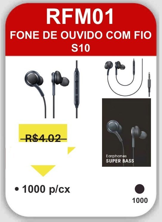 RFM01 Fone de Ouvido com Fio S10