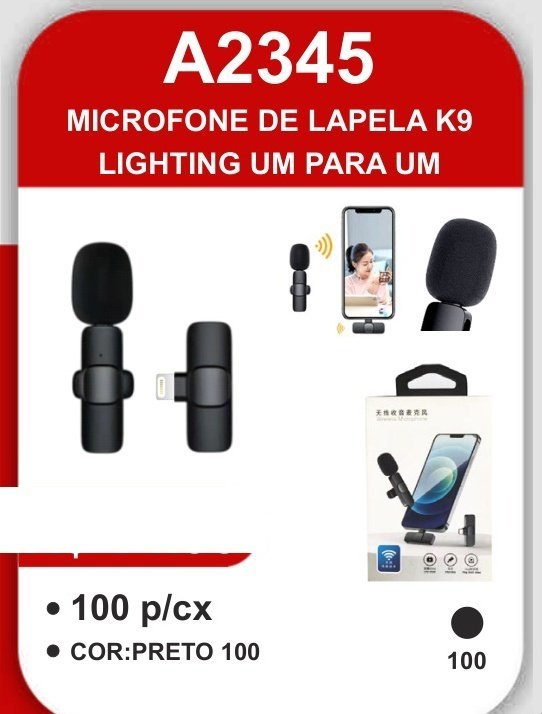 A2345 Microfone de Lapela K9 Lighting Um para Um