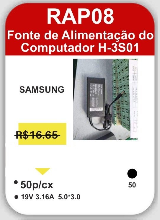 RAP08 Samsung Fonte de Alimentação do Computador H-3S01