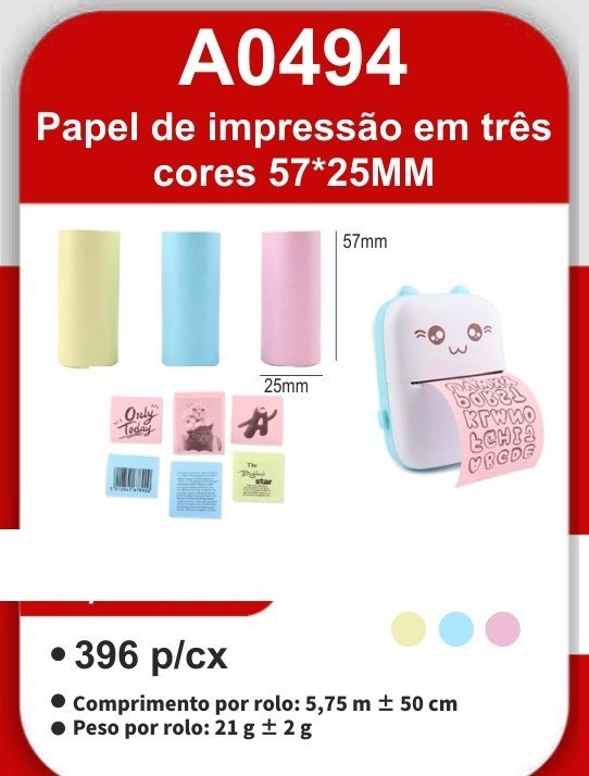 A0494 Papel de Impressão em Três Cores