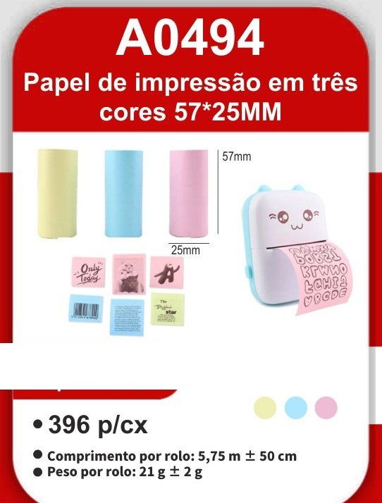 A0494 Papel de Impressão em Três Cores