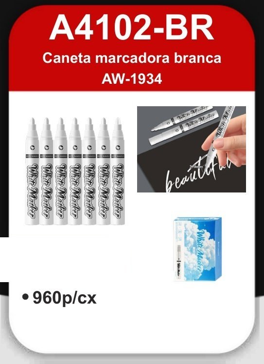 A4102-BR Caneta Marcadora Branca