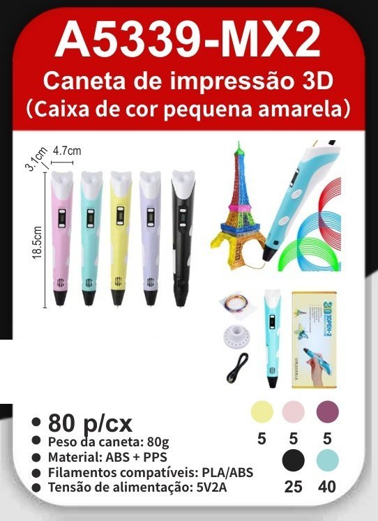A5339-MX2 Caneta de Impressão 3D (caixa de Cor Pequena Amarela)