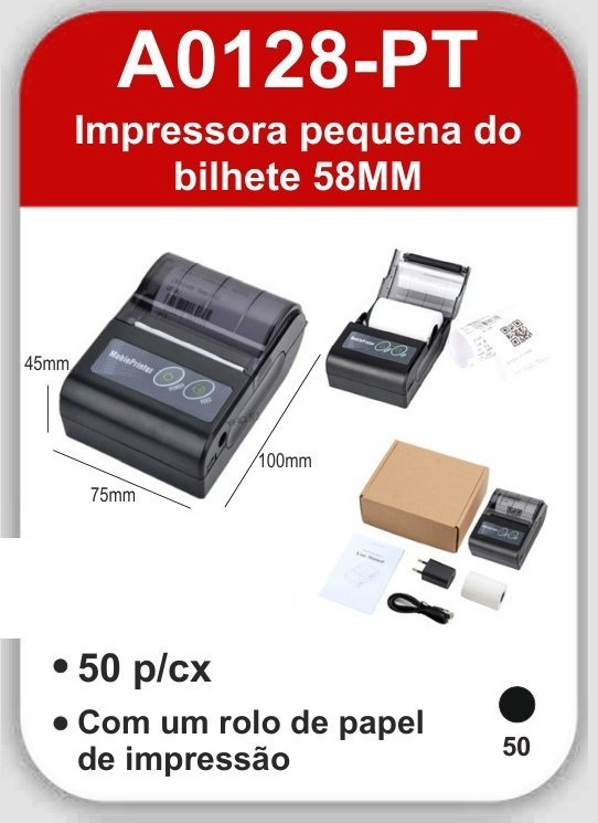 A0128-PT Impressora Pequena do Bilhete