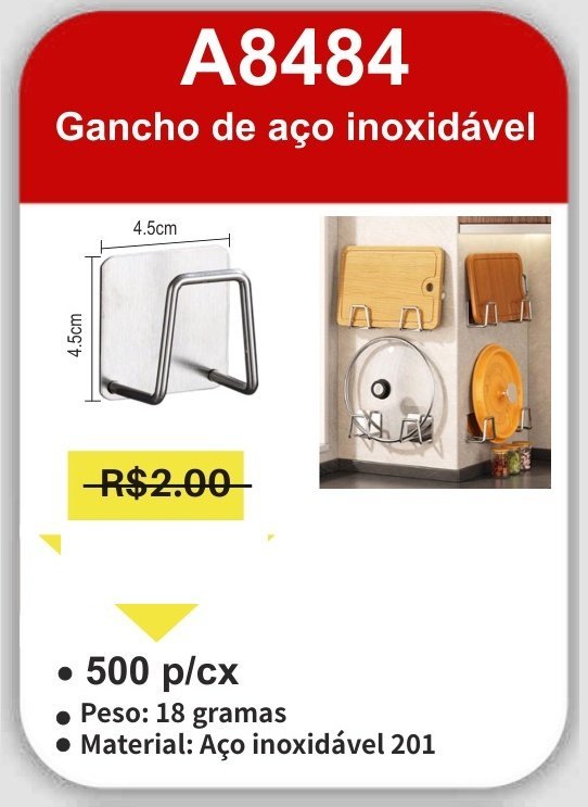 A8484 Gancho de Aço Inoxidável