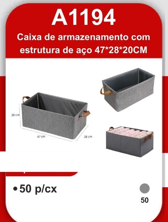A1194 Caixa de Armazenamento com Estrutura de Aço
