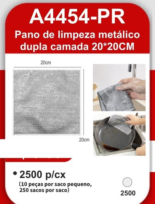 A4454-PR Pano de Limpeza Metálico Dupla Camada