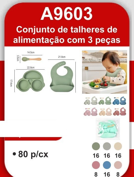 A9603 Conjunto de Talheres de Alimentação com 3 Peças
