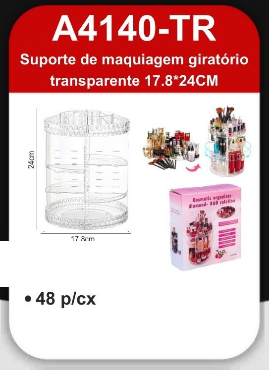 A4140-TR Suporte de Maquiagem Giratório Transparente